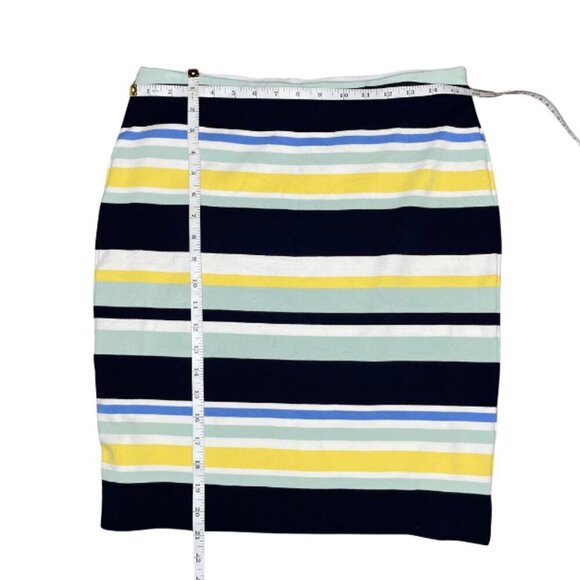 Ann Taylor Women's Cotton Pencil Striped Casual Midi Skirt Preppy Size 6 Blue - Picture 3 of 5